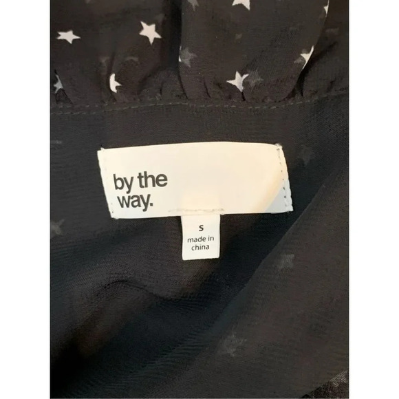 By the Way Revolve Rachel Star Print Long Sleeve Black and White Mini Dress - Picture 6 of 9